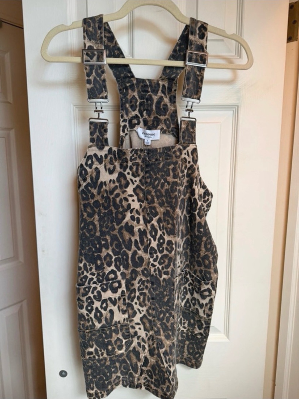 eesome Leopard Print Pinafore Dress in Brown and Black